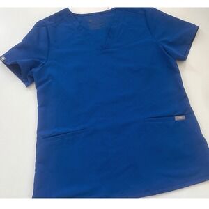 FIGS Technical Collection Royal Blue V-Neck Scrub Top Womens Medium Two Pocket